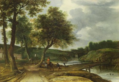A Wooded River Landscape by Roelandt Roghman